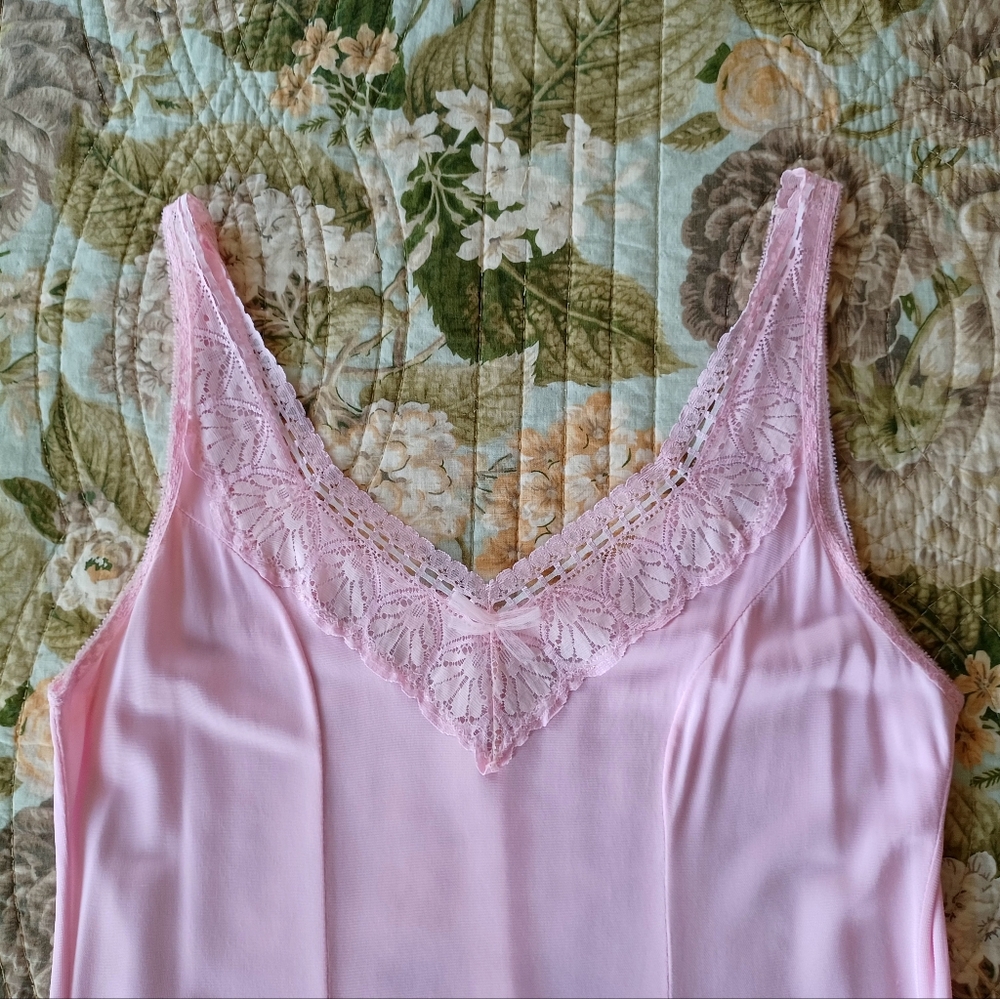 Vintage 80s Slip Dress With Lace Trim, Size S - Picture 3 of 12